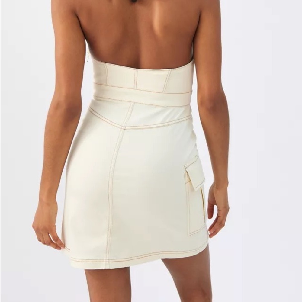 NWOT Urban Outfitters Denim Bustier Mini Dress in Ivory White - Picture 4 of 4